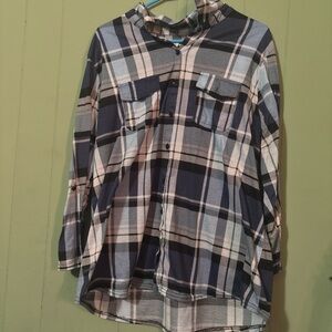 New York Laundry Blue Plaid Women's Top